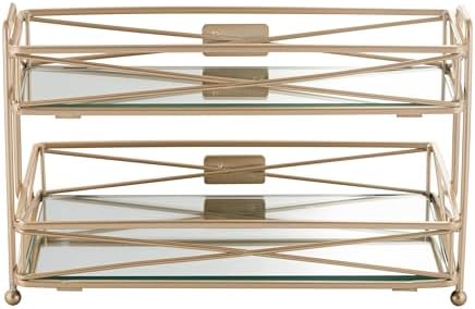 Home Details Satin Gold 2 Tier Vanity Tower (27174-SGOLD)