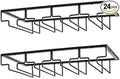 FOMANSH Wine Glass Rack - Under Cabinet Stemware Wine Glass Holder Glasses Storage Hanger 2 Pack Metal Organizer for Bar Kitchen 4 Rows Black