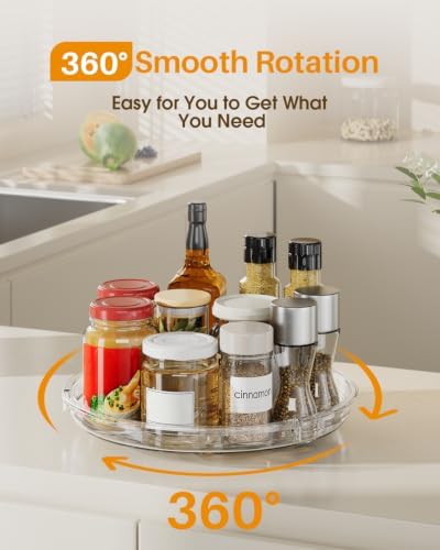 LAMU 4 Pack Lazy Susan Organizer 9 inch Lazy Susan Turntable for Cabinet, Rotating Spice Organization for Cabinet, Kitch
