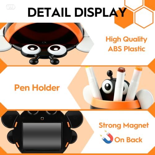 KITANIS Cute Bee Magnetic Pen Holder,2 Pack Magnetic Dry Erase Marker Holder,Magnet Storage Marker Pen Pencil Organizer for Refrigerator,Whiteboard,Locker Accessories