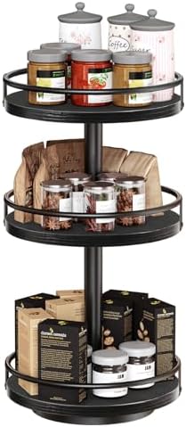 HOOBRO Lazy Susan Organizer, Rotating Spice Rack, 3-Tier Organizer, Turntable Spice Rack, Vertical Storage Organizer, fo