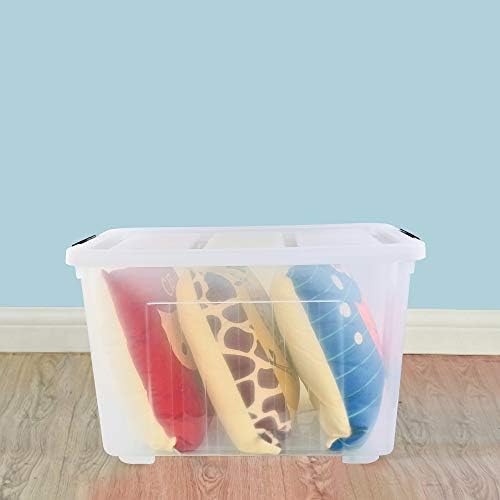 4-Pack 70 L Large Clear Plastic Storage Boxes with Latching Lids
