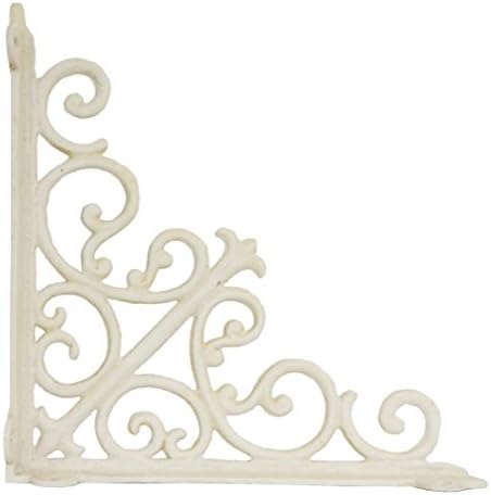 NACH Decorative Shelf Brackets, 2 Pack of 10.6 x 2 x 10.6 inch, Antique White Cast Iron Wall Shelf Brackets - Decorative