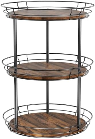 LAMU 3 Tier Lazy Susan Turntable Rotating Spice Rack Organizer for Cabinet