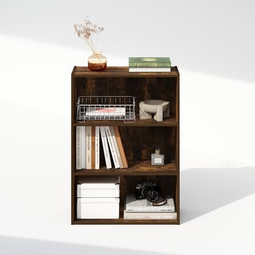 Furinno Simple Book Shelf, 3-Tier Bookshelf, Storage Shelves Bookcase, 9.7 x 23.7 x 31.5, for Living Room, Bedroom, Home