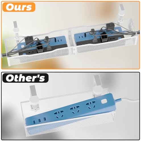 Under Desk Cable Management Tray, No Drill Steel Desk Cable Organizers, Wire Management Tray Cable Management Rack (24.4