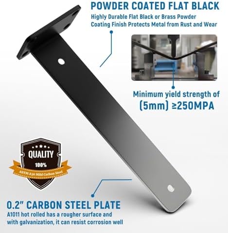 LEOPO 12 inch 12 Pack Floating Shelf Brackets, 1/5" Thick Hidden L Bracket