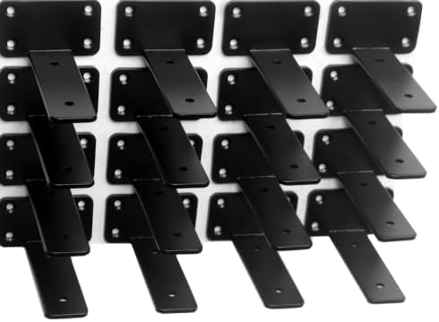 20 Pack - 5 inch Black Hidden L Shelf Bracket (1/5 Inch Thicked) Iron Floating Shelf Brackets Rustic Industrial Metal Br