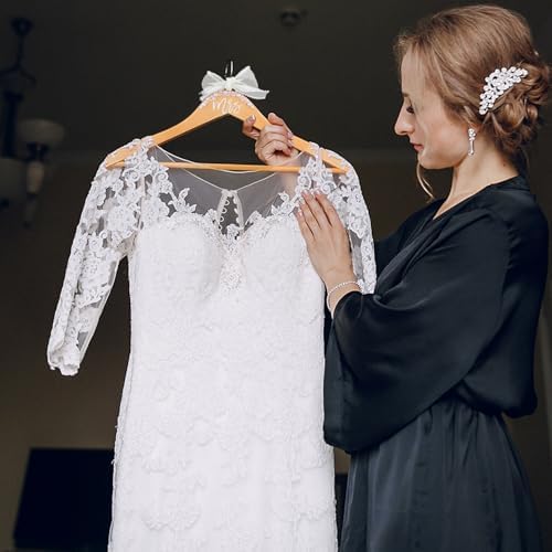 Yuntau Bride Hanger for Wedding Dress Wooden Mrs Hanger,Wood Color,Mrs