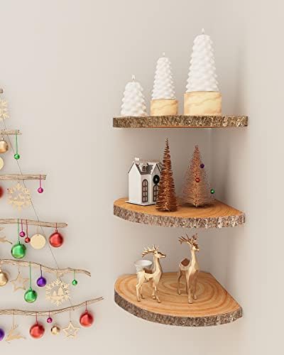 Corner Floating Shelves 3Pcs Wood Corner Shelf Rustic Wall Corner Shelf