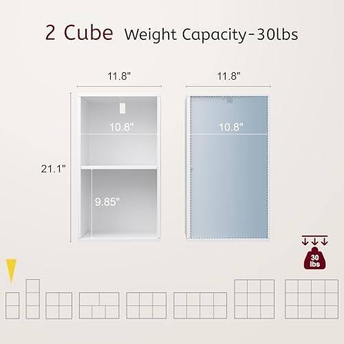 Book Shelf, Wooden Cube Storage Organizer with 11" Open Cubes, Stackable Bookcase for Room Divider Storage, Bookshelf fo