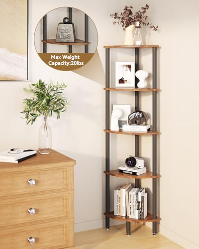 IBUYKE 5 Tier Corner Shelf Stand,Industrial Corner Display Rack WBC010H