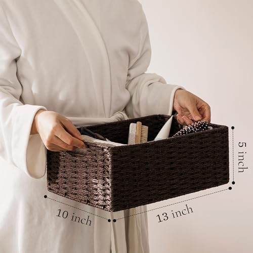 joybest Dark Brown Wicker Baskets for Shelves, Hand-woven Storage Baskets