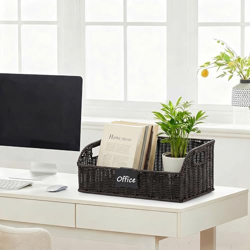 Pantry Baskets for Organizing,Wicker Storage Organizers,3Pack,Black