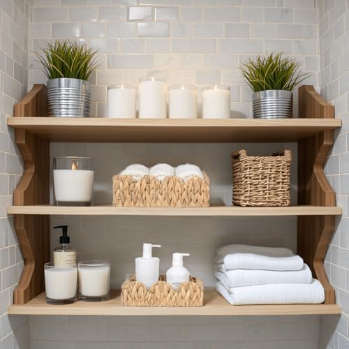 Kriitools Scalloped Toilet Paper Storage Basket for Over Toilet Shelf