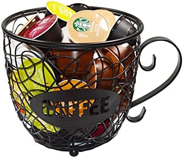 Coffee Pod Holder Large Capacity K Cup Holder, Multiuse Coffee Station Organizer, Espresso Capsule Storage, Wire Basket 
