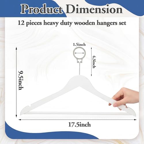 12 Pack Hotel Suit Hangers 17.5" Anti-Theft Security Hangers, White