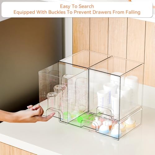 Yieach 3 Set Baby Bottle Organizer for Countertop,BPA Free Bottle Station Organizer for Breast Pump Parts,Pacifier and B