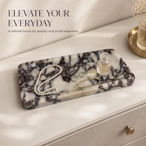 Luxury Natural Calacatta Viola Marble Tray, 12x6 Inch Vanity Tray