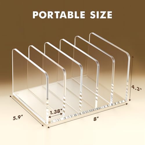 BEYGORM Acrylic Mail Holder, 5 Compartments Multifunction Desk Organizer