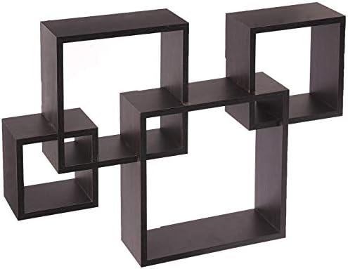 Greenco 4 Cube Intersecting, Easy-to-Assemble Floating Wall Mount Shelves for Bedrooms and Living Rooms - Walls Shelving