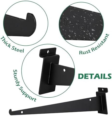 10 Inch Slatwall Shelf Bracket, Slatwall Accessories, Heavy Duty Slat Wall Shelf Bracket with Lip for Garage and Retail 