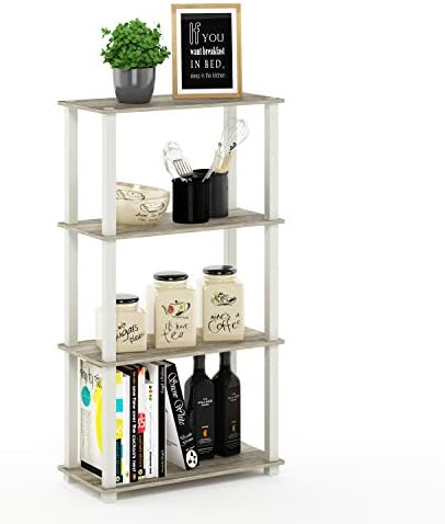Furinno TURN-S-TUBE Storage Shelves, 4-Tier Book Shelf, Corner Shelf, Toolless Open Shelves, for Organization and Storag