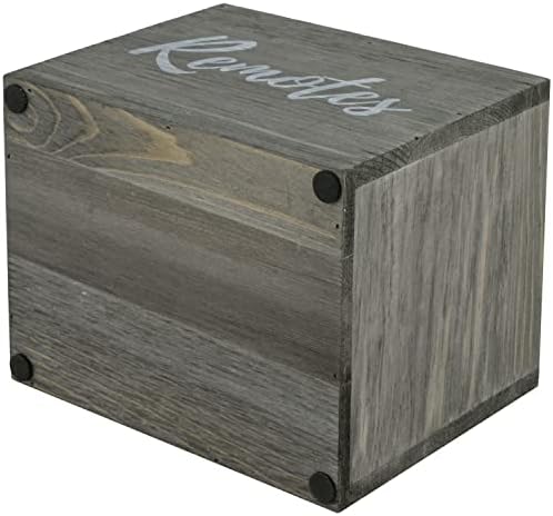 MyGift Gray Wood Remote Control Holder, 2 Compartment Media Caddy