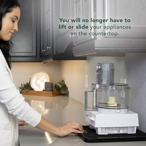 Nifty Small Appliance Rolling Tray - Black, Home Kitchen Counter Organizer, Integrated Rolling System, Non-Slip Pad Top 