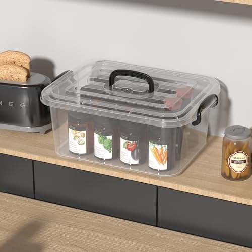 8 L Clear Plastic Storage Latch Container Box with Handle, 2-Pack