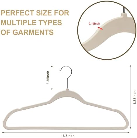 Quality Hangers 200 Pack Slim Plastic Hangers for Clothes - 16.5" Won't Crease Your Clothes, Heavy Duty Non-Velvet Ivory Hangers, 360° Swivel Chrome Hook Dresses Coats Shirts