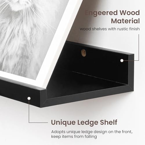 Axeman 40 Inch Floating Shelves, Black Picture Ledge Shelf Set of 3