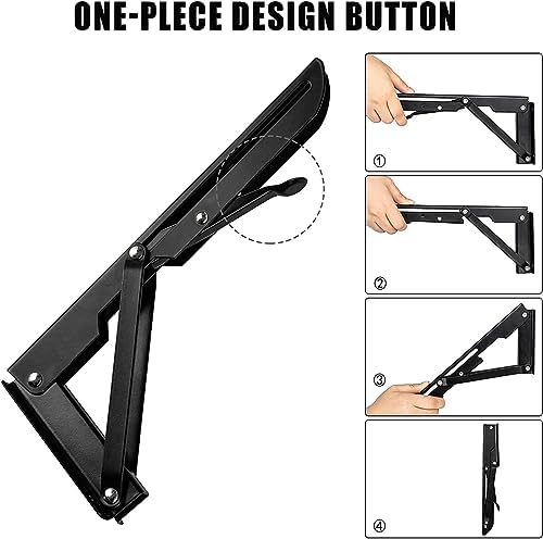 Folding Shelf Brackets - 14 Inch 4 Pcs Heavy Duty Metal Collapsible Shelf Bracket, DIY Wall Mounted Shelf Bracket, Space