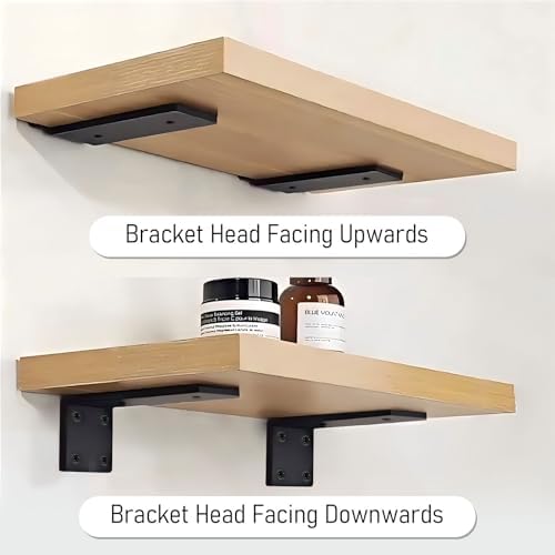 Floating Shelf Brackets Heavy Duty 10 Inch Long Hidden L Shelf Bracket Wall Shelving Supports (8 Pack)