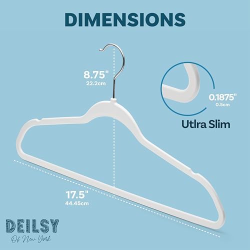 DEILSY™ Non-Velvet Thin Hangers Space Saving White Hangers 50 Pack