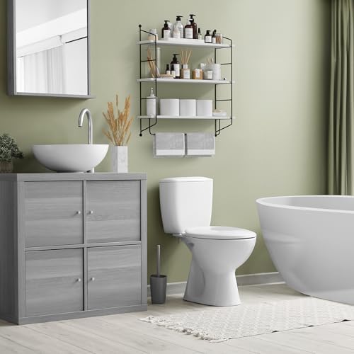 Sorbus 3-Tier Floating Shelves for Wall, Bathroom Storage & Decor (White)
