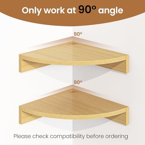 Fun Memories Corner Shelf Wall Mount, Wood Floating Corner Shelves, Corner Wall Shelf for Bedroom, Bathroom, Kitchen, Li