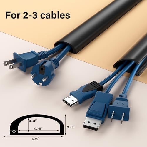 Cord Hider for Wall Mounted TV, 78" Cable Cover for 2-3 Cables with Side Open, Flexible Silicone Wire Raceway Management
