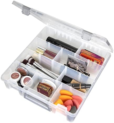 AB Designs 6823ABD Super Satchel with Removable Dividers, Stackable Home Storage Organization Container, Clear with Sliv