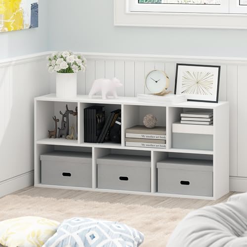 Furinno LUDER Book Shelf, 7-Cube Bookshelf, Bookcase with Open Shelves, 9.4 x 19.5 x 41.7, Easy Assembly, for Living Roo