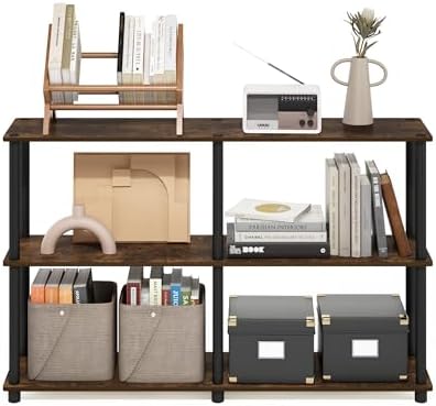 Furinno Turn-N-Tube Toolless Assembly Storage Shelves, 3-Tier 47.4 Inch Book Shelf, Corner Shelf, for Organization and S