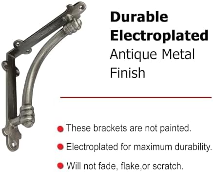 NACH Decorative Shelf Brackets, 4 Pack of 5.5 x 1.2 x 5.5 inch Antique Metal Cast Iron Shelf Brackets - Decorative Brack