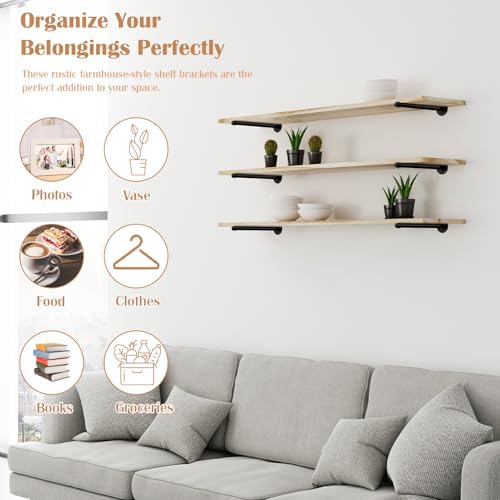 6 Pack Pipe Shelf Bracket 12 Inch Floating Shelving Bracket