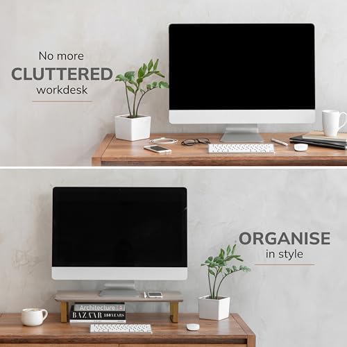 Anji Mountain Monitor Stand for Desk - Desktop Organizer & Laptop Riser, Ergonomic Monitor Riser, Space-Saving, Durable,