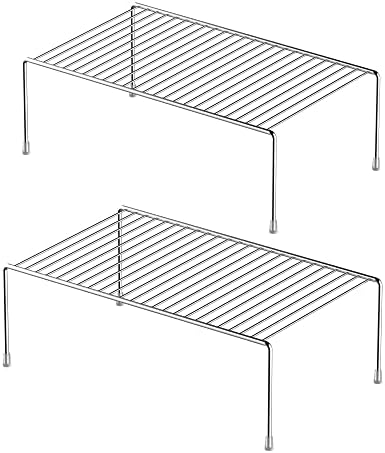 Redrubbit 2 Pack Medium (13 x 9. 4 Inch) Cabinet Storage Shelf Rack, Rustproof Kitchen Counter and Cabinet Shelf, Storag