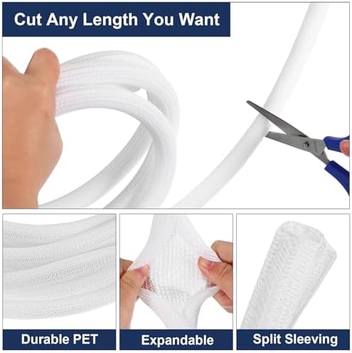 uxcell 10 Ft - 5/8 Inch Split Sleeving, Braided Cable Sleeving, PET Cable Management Wire Sleeve Cord Protector, Wire Wr