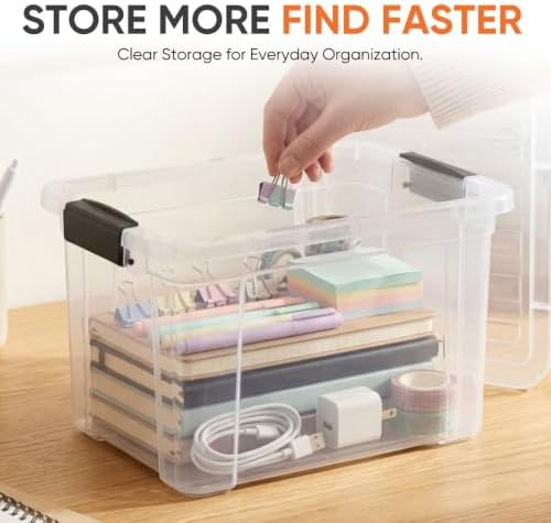 Superio 4.75 Quart Clear Plastic Storage Boxes with Lids, Stackable Organizer Containers, BPA-Free Storage Bins for Home