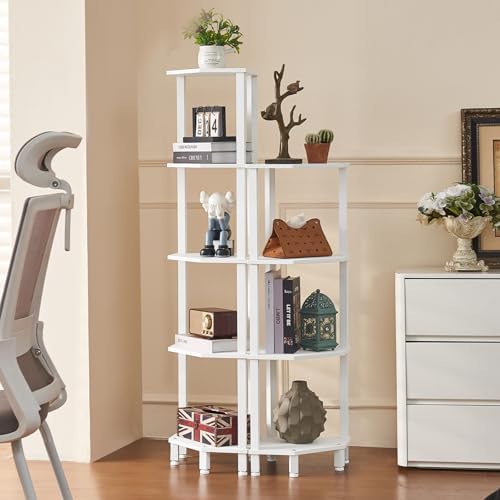 YUFAM 5-Tier Corner Shelf, White