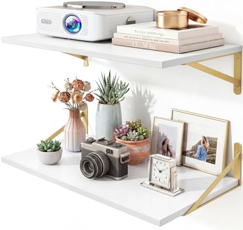 Fixwal 2pcs 10 in Deep Floating Shelves for Wall (White, 23.6" L)