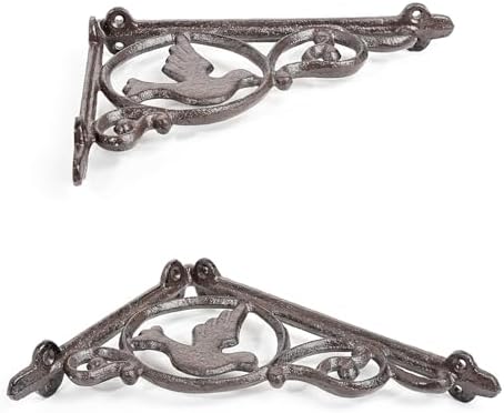 Sungmor 9.2 Inch Cast Iron Brackets for Shelves - 2 Pack Rustic Brown